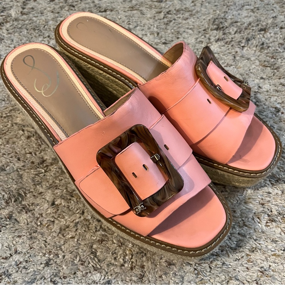 Sam Edelman Pink Wedges with Brown Buckle